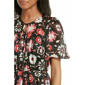 Kate Spade New York Womens Casa Floral Aline Flutter Sleeve Silk Dress Size 4